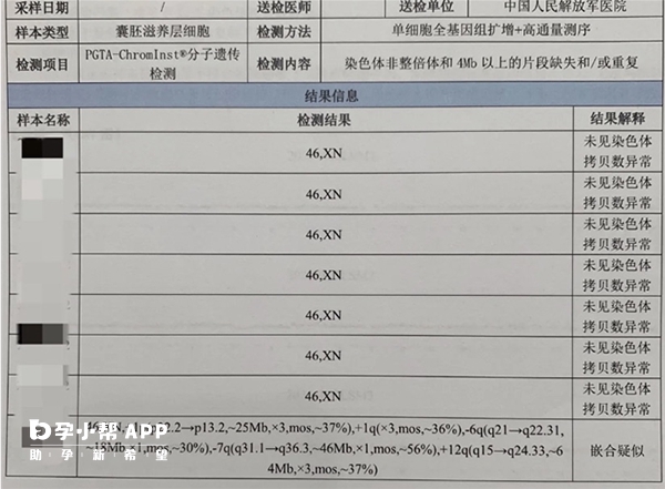 三代试管筛查报告单