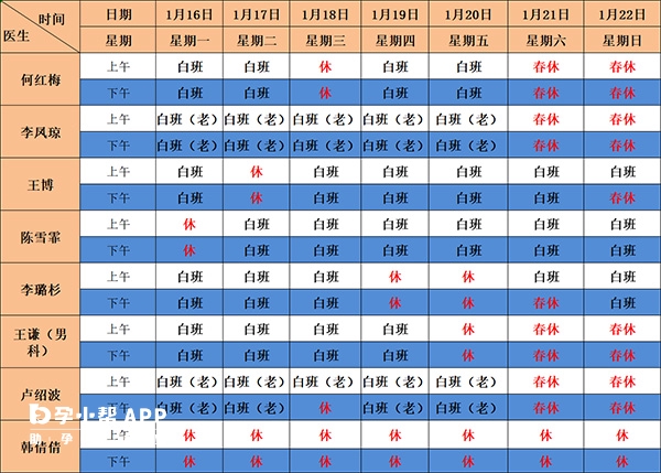 曲靖市妇幼保健院生殖科出诊时间表